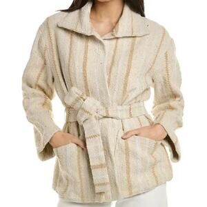 FAHERTY Women's June Lake Jacket Size Large Sand Dune Brown Textured Warm Belt